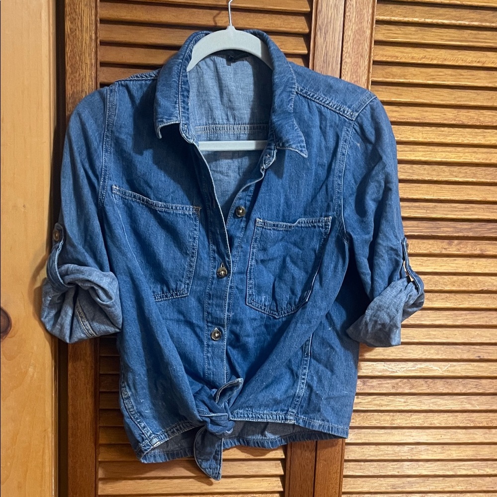 BCBGMaxazria Denim Button-Up Shirt Small